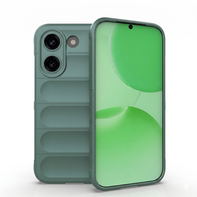 Xiaomi Poco X8 Pro Kılıf Esnek TPU Oyuklu Arka Yüzey Tasarımlı Zore Etnik Silikon Kapak Koyu Yeşil