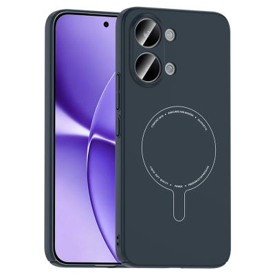 Xiaomi Poco X8 Pro Max Case with M-Safe Charging Feature and Camera Protection - Zore Elio Hard PC Cover Navy blue