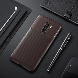 Xiaomi Pocophone F1 Kılıf Zore Negro Silikon Kapak Kahverengi