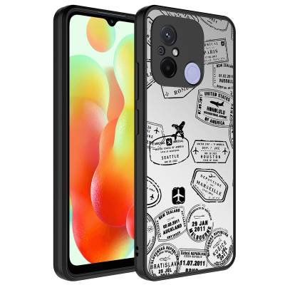 Xiaomi Redmi 12C Case Mirror Patterned Camera Protected Glossy Zore Mirror Cover Seyahat