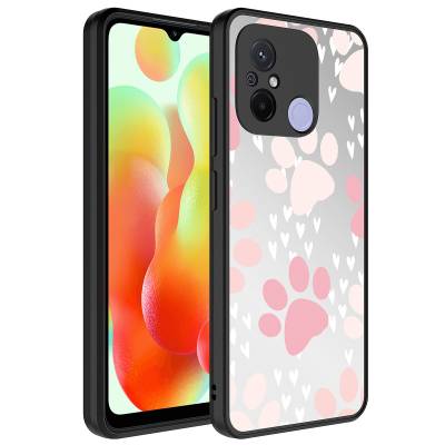 Xiaomi Redmi 12C Case Mirror Patterned Camera Protected Glossy Zore Mirror Cover Pati