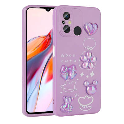 Xiaomi Redmi 12C Case Relief Figured Shiny Zore Toys Silicone Cover Purple