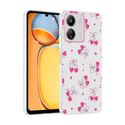 Xiaomi Redmi 13C Case with Camera Protector, Patterned Zore Clip Cover Kalpli Kiraz