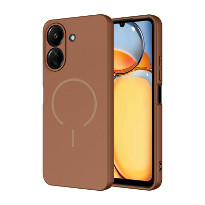 Xiaomi Redmi 13C Case Zore Meta Cover with M-safe Charging Feature Brown