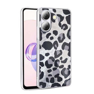 Xiaomi Redmi 13C Kılıf Desenli Zore Mep Kapak Gri Leopar