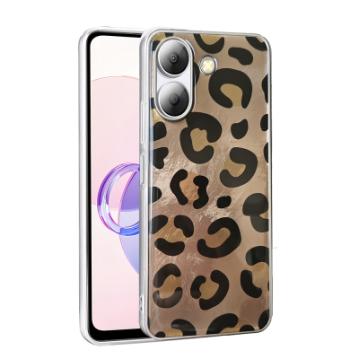 Xiaomi Redmi 13C Kılıf Desenli Zore Mep Kapak Gold Leopar