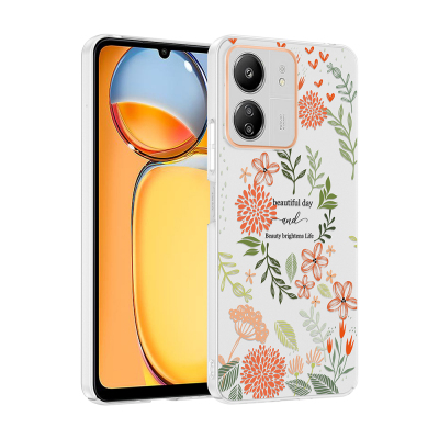 Xiaomi Redmi 13C Kılıf Kamera Korumalı Desenli Zore Klip Kapak Beautiful