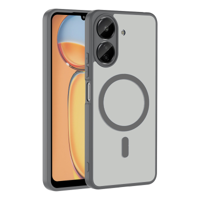 Xiaomi Redmi 13C Kılıf M-safe Şarj Özellikli Zore Babet Kapak Gri