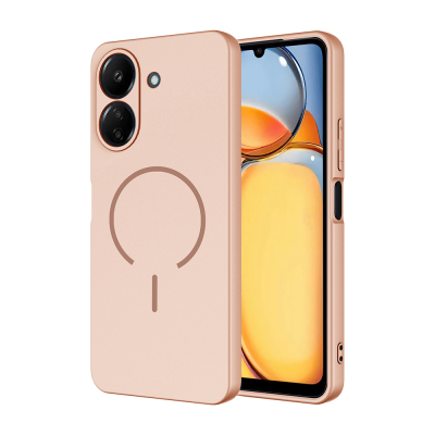 Xiaomi Redmi 13C Kılıf M-safe Şarj Özellikli Zore Meta Kapak Rose Pembe