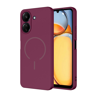 Xiaomi Redmi 13C Kılıf M-safe Şarj Özellikli Zore Meta Kapak Mürdüm