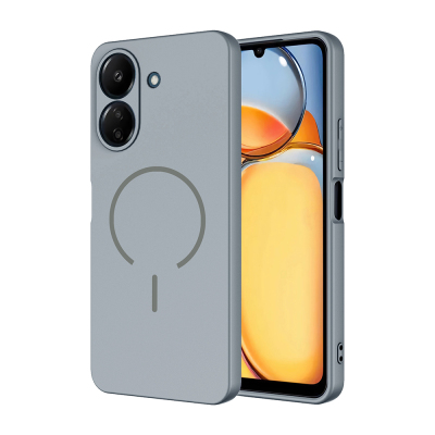 Xiaomi Redmi 13C Kılıf M-safe Şarj Özellikli Zore Meta Kapak Titanyum-Gri