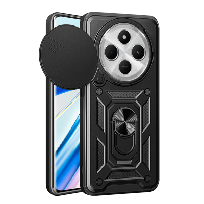 Xiaomi Redmi 14C 4G Case with Magnetic Stand Camera Protection Zore Sliding Vega Cover Black