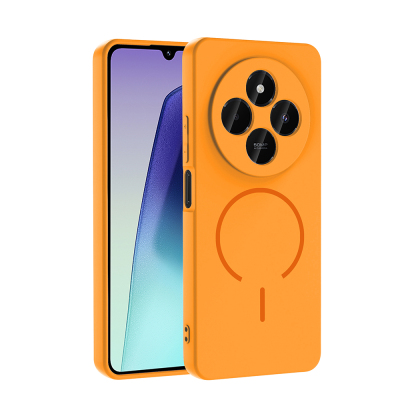 Xiaomi Redmi 14C 4G Kılıf M-safe Şarj Özellikli Zore Meta Kapak Turuncu