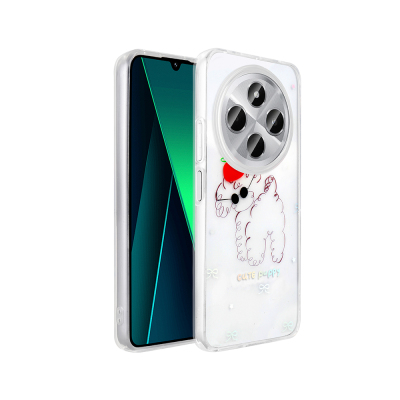 Xiaomi Redmi 14C 4G Kılıf Şeffaf Figürlü Zore Folk Sert Kapak Sevimli Köpek