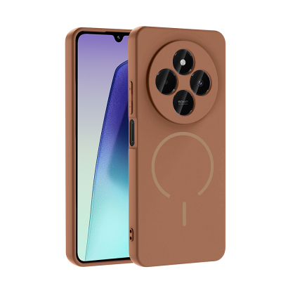 Xiaomi Redmi 14C Case Zore Meta Cover with M-safe Charging Feature Brown