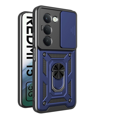 Xiaomi Redmi 15 Case Magnetic Stand Camera Protection Zore Sliding Vega Cover Blue