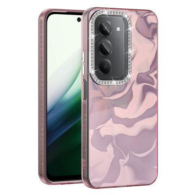 Xiaomi Redmi 15 Case with Airbag, Shiny Stone Detail Design, Zore Esila Cover Pink