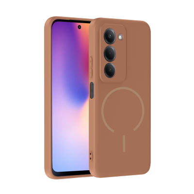 Xiaomi Redmi 15 Case Zore Meta Cover with M-safe Charging Feature Brown