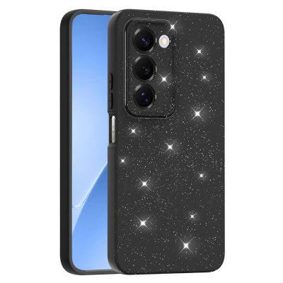 Xiaomi Redmi 15 Kılıf Kamera Korumalı Simli Lüks Zore Koton Kapak Siyah