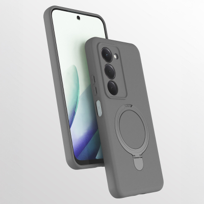 Xiaomi Redmi 15 Kılıf M-safe Şarj Özellikli Standlı Zore Samara Kapak Titanyum-Gri