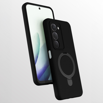 Xiaomi Redmi 15 Kılıf M-safe Şarj Özellikli Standlı Zore Samara Kapak Siyah