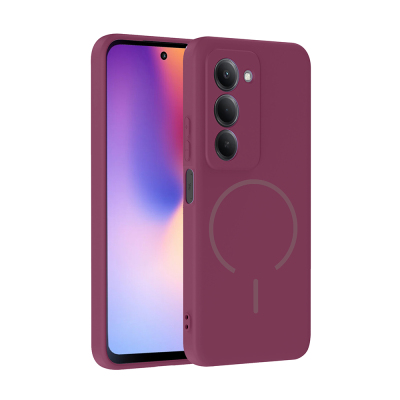 Xiaomi Redmi 15 Kılıf M-safe Şarj Özellikli Zore Meta Kapak Mürdüm