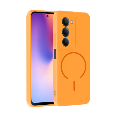 Xiaomi Redmi 15 Kılıf M-safe Şarj Özellikli Zore Meta Kapak Turuncu