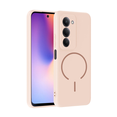 Xiaomi Redmi 15 Kılıf M-safe Şarj Özellikli Zore Meta Kapak Rose Pembe