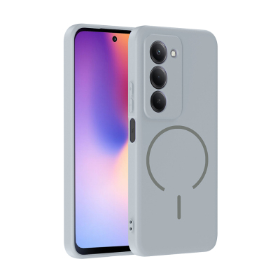 Xiaomi Redmi 15 Kılıf M-safe Şarj Özellikli Zore Meta Kapak Titanyum-Gri