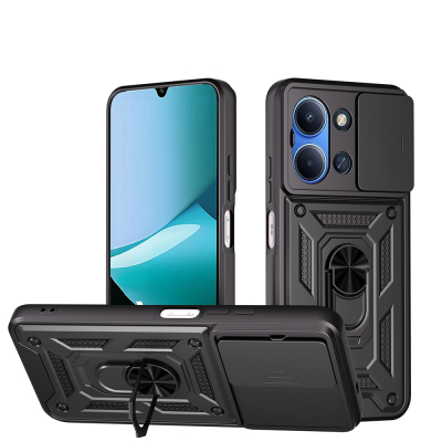 Xiaomi Redmi 15C Case Magnetic Stand Camera Protection Zore Sliding Vega Cover Black