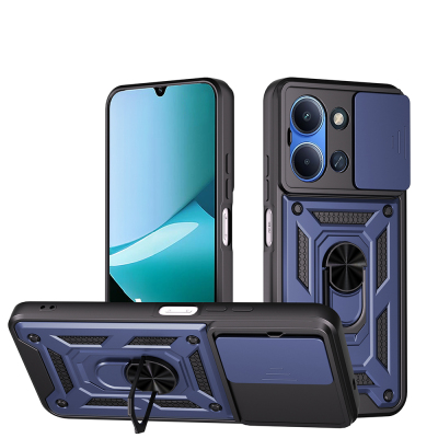 Xiaomi Redmi 15C Case Magnetic Stand Camera Protection Zore Sliding Vega Cover Blue