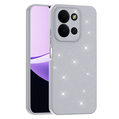 Xiaomi Redmi 15C Case with Camera Protection, Glittery Luxury Zore Cotton Cover White