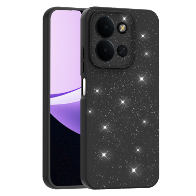 Xiaomi Redmi 15C Case with Camera Protection, Glittery Luxury Zore Cotton Cover Black