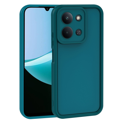 Xiaomi Redmi 15C Case with Camera Protection Zore Ananas Design Cover Dark Green