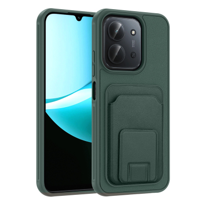 Xiaomi Redmi 15C Case with Card Holder TPU Zore Bikart Cover Dark Green