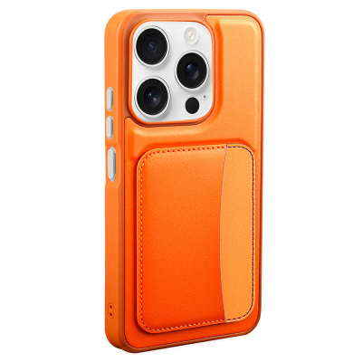 Xiaomi Redmi 15C Case with Card Holder Zore X-Card Silicone Cover Orange