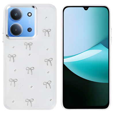 Xiaomi Redmi 15C Kılıf Airbag Tasarımlı Simli Şeffaf Zore Kutup Kapak Fiyonk