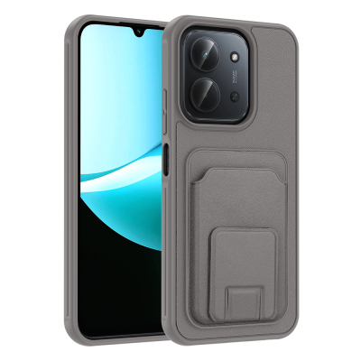 Xiaomi Redmi 15C Kılıf Kartlıklı TPU Zore Bikart Kapak Gri