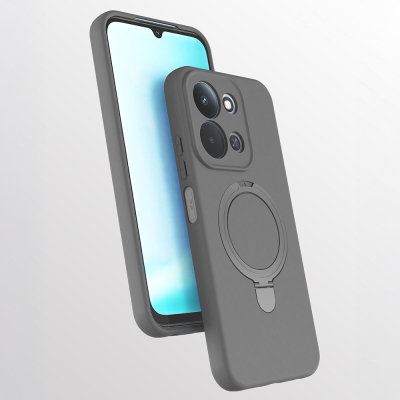 Xiaomi Redmi 15C Kılıf M-safe Şarj Özellikli Standlı Zore Samara Kapak Titanyum-Gri