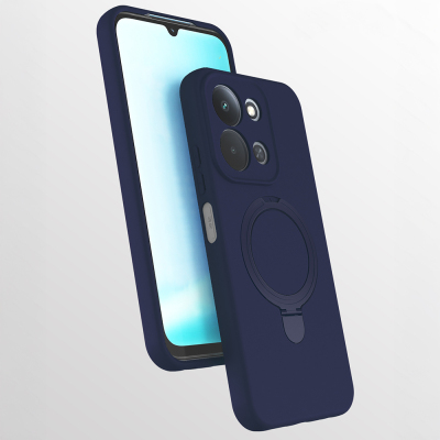 Xiaomi Redmi 15C Kılıf M-safe Şarj Özellikli Standlı Zore Samara Kapak Lacivert