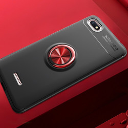 Xiaomi Redmi 6A Kılıf Zore Ravel Silikon Kapak Siyah-Kırmızı