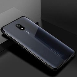 Xiaomi Redmi 8A Case Zore Dört Köşeli Lazer Silicon Cover Black