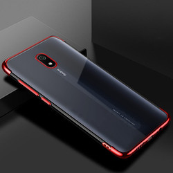 Xiaomi Redmi 8A Case Zore Dört Köşeli Lazer Silicon Cover Red