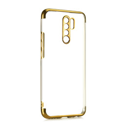 Xiaomi Redmi 9 Case Zore Dört Köşeli Lazer Silicon Cover Gold