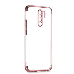 Xiaomi Redmi 9 Case Zore Dört Köşeli Lazer Silicon Cover Rose Gold