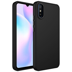 Xiaomi Redmi 9A Case Metal Frame and Button Design Silicone Zore Luna Cover Black