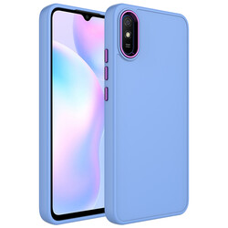 Xiaomi Redmi 9A Case Metal Frame and Button Design Silicone Zore Luna Cover Lila