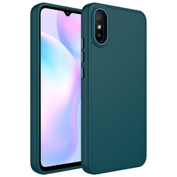 Xiaomi Redmi 9A Case Metal Frame and Button Design Silicone Zore Luna Cover Dark Green