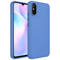 Xiaomi Redmi 9A Case Metal Frame and Button Design Silicone Zore Luna Cover Lavendery Gray