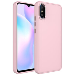 Xiaomi Redmi 9A Case Metal Frame and Button Design Silicone Zore Luna Cover Pink